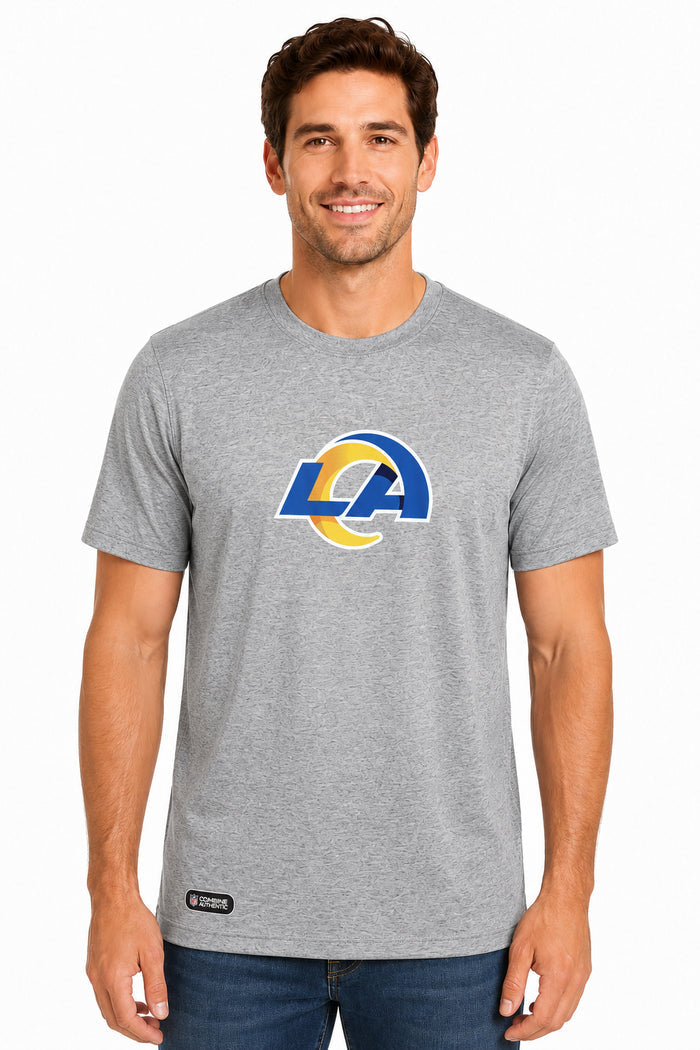 Outerstuff NFL Unisex Men's and Women's Primary Logo Short Sleeve Lightweight T-Shirt, Grey, Los Angeles Rams