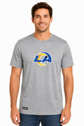 Outerstuff NFL Unisex Men's and Women's Primary Logo Short Sleeve Lightweight T-Shirt, Grey, Los Angeles Rams