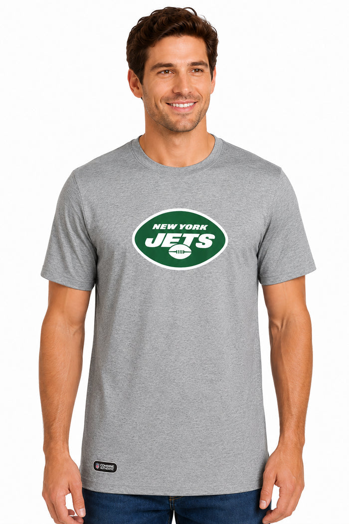 Outerstuff NFL Unisex Men's and Women's Primary Logo Short Sleeve Lightweight T-Shirt, Grey, New York Jets