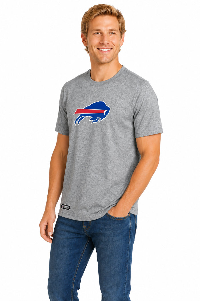 Outerstuff NFL Unisex Men's and Women's Primary Logo Short Sleeve Lightweight T-Shirt, Grey, Buffalo Bills
