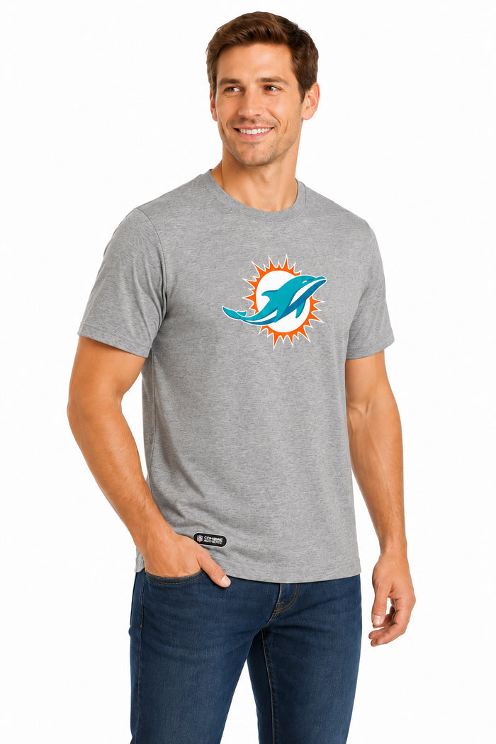 Outerstuff NFL Unisex Men's and Women's Primary Logo Short Sleeve Lightweight T-Shirt, Grey, Miami Dolphins