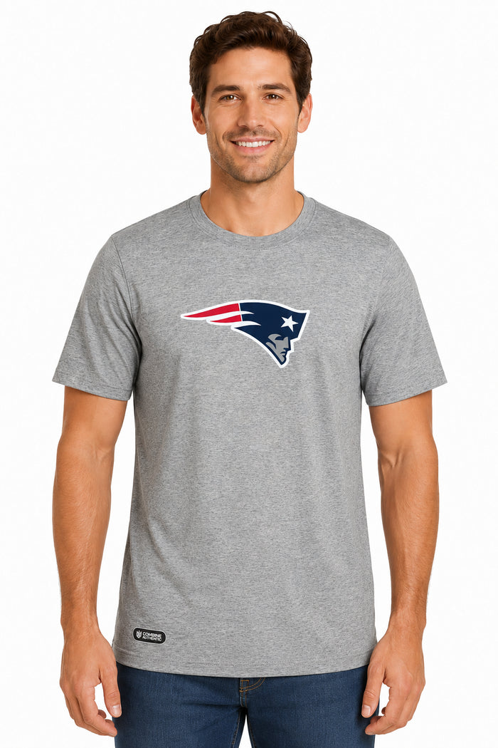 Outerstuff NFL Unisex Men's and Women's Primary Logo Short Sleeve Lightweight T-Shirt, Grey, New England Patriots
