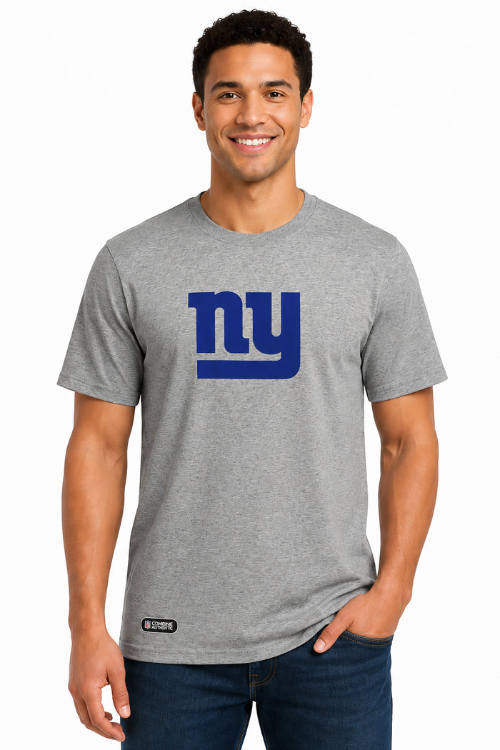 Outerstuff NFL Unisex Men's and Women's Primary Logo Short Sleeve Lightweight T-Shirt, Grey, New York Giants