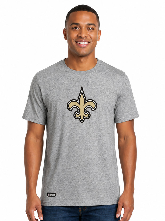 Outerstuff NFL Unisex Men's and Women's Primary Logo Short Sleeve Lightweight T-Shirt, Grey, New Orleans Saints