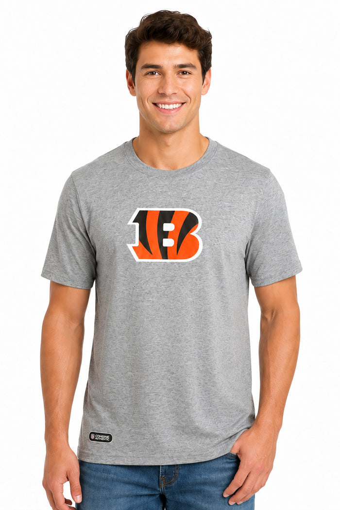 Outerstuff NFL Unisex Men's and Women's Primary Logo Short Sleeve Lightweight T-Shirt, Grey, Cincinnati Bengals
