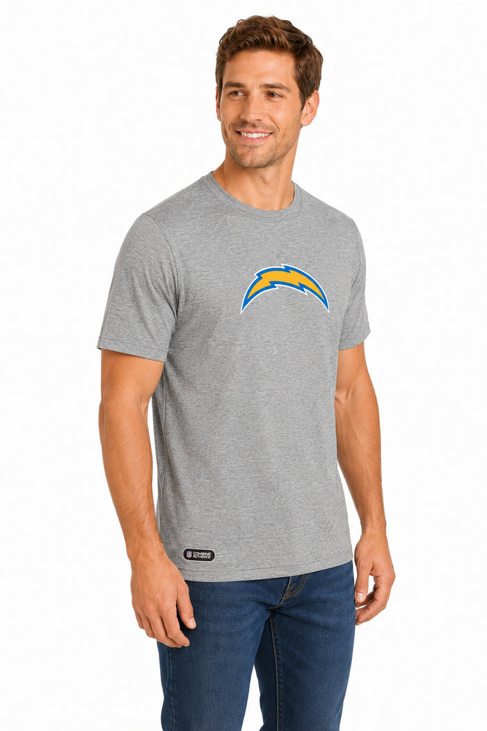 Outerstuff NFL Unisex Men's and Women's Primary Logo Short Sleeve Lightweight T-Shirt, Grey, Los Angeles Chargers