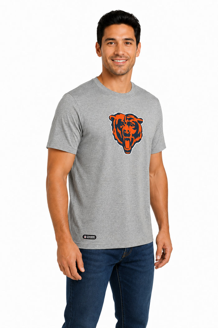 Outerstuff NFL Unisex Men's and Women's Primary Logo Short Sleeve Lightweight T-Shirt, Grey, Chicago Bears