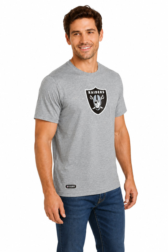 Outerstuff NFL Unisex Men's and Women's Primary Logo Short Sleeve Lightweight T-Shirt, Grey, Las Vegas Raiders