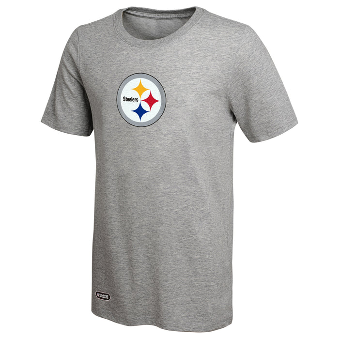 Outerstuff NFL Unisex Men's and Women's Primary Logo Short Sleeve Lightweight T-Shirt, Grey, Pittsburgh Steelers