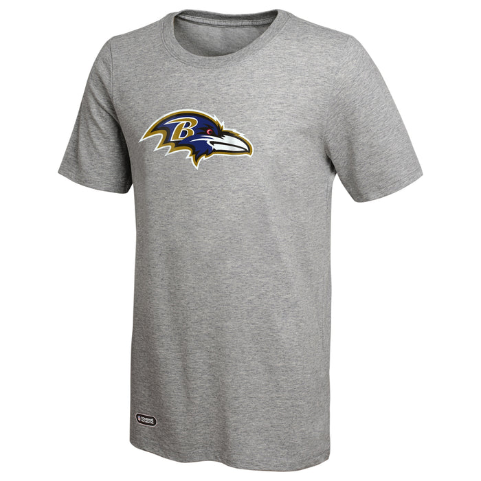Outerstuff NFL Unisex Men's and Women's Primary Logo Short Sleeve Lightweight T-Shirt, Grey, Baltimore Ravens