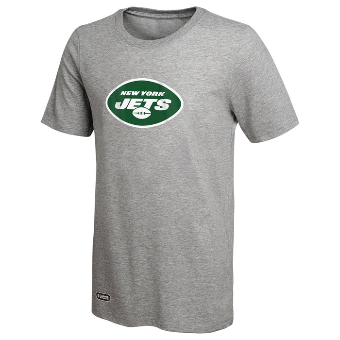 Outerstuff NFL Unisex Men's and Women's Primary Logo Short Sleeve Lightweight T-Shirt, Grey, New York Jets