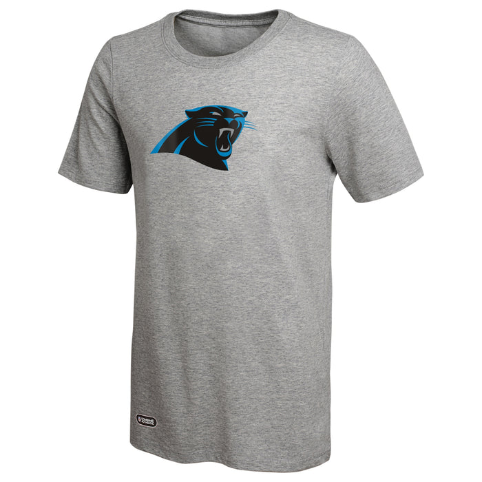Outerstuff NFL Unisex Men's and Women's Primary Logo Short Sleeve Lightweight T-Shirt, Grey, Carolina Panthers