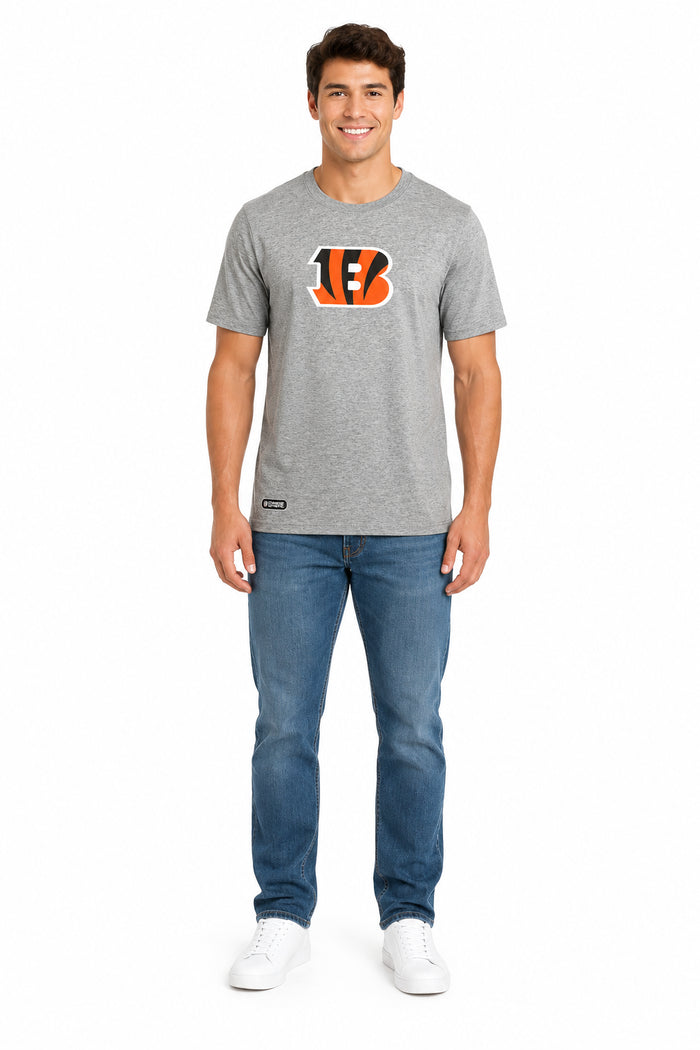 Outerstuff NFL Unisex Men's and Women's Primary Logo Short Sleeve Lightweight T-Shirt, Grey, Cincinnati Bengals