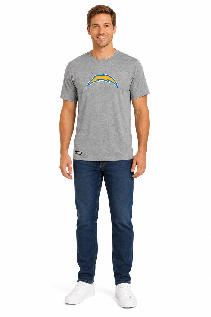 Outerstuff NFL Unisex Men's and Women's Primary Logo Short Sleeve Lightweight T-Shirt, Grey, Los Angeles Chargers