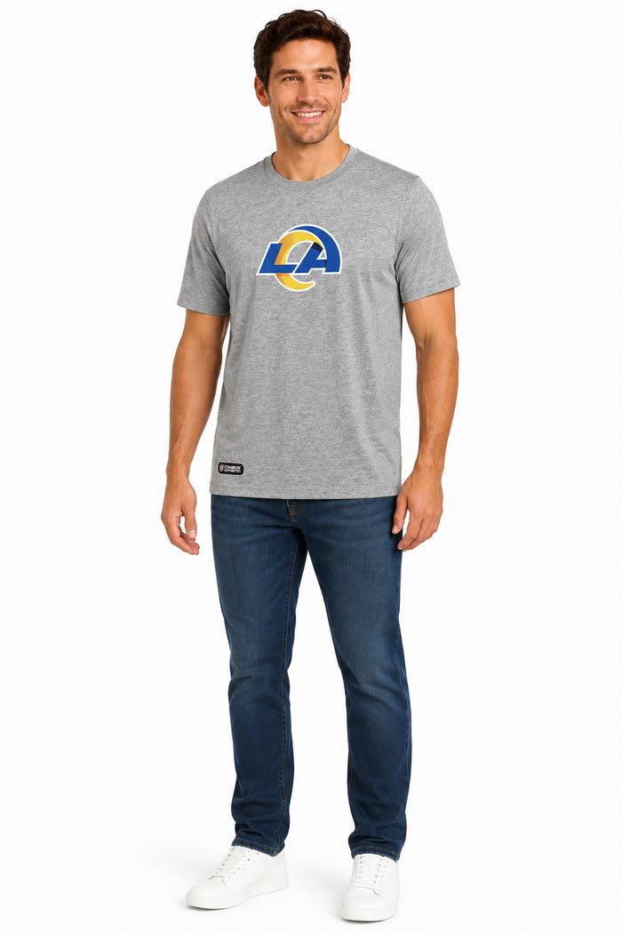 Outerstuff NFL Unisex Men's and Women's Primary Logo Short Sleeve Lightweight T-Shirt, Grey, Los Angeles Rams