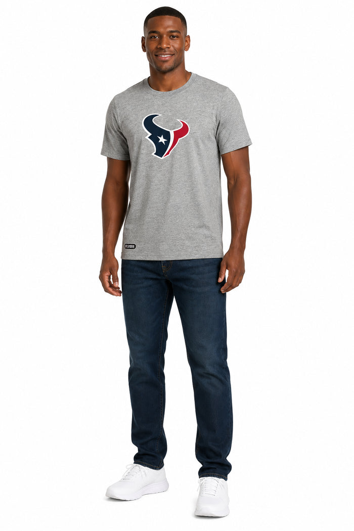 Outerstuff NFL Unisex Men's and Women's Primary Logo Short Sleeve Lightweight T-Shirt, Grey, Houston Texans