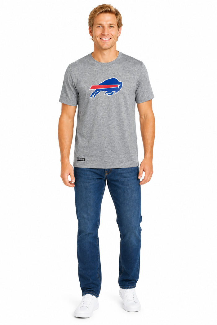 Outerstuff NFL Unisex Men's and Women's Primary Logo Short Sleeve Lightweight T-Shirt, Grey, Buffalo Bills