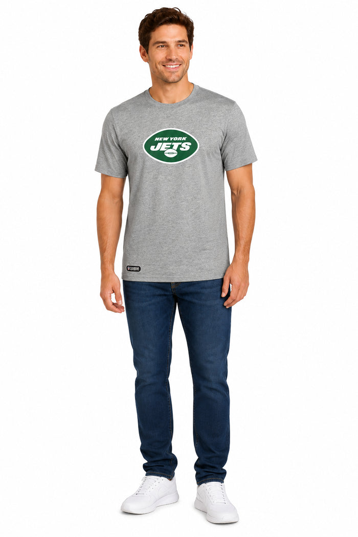 Outerstuff NFL Unisex Men's and Women's Primary Logo Short Sleeve Lightweight T-Shirt, Grey, New York Jets
