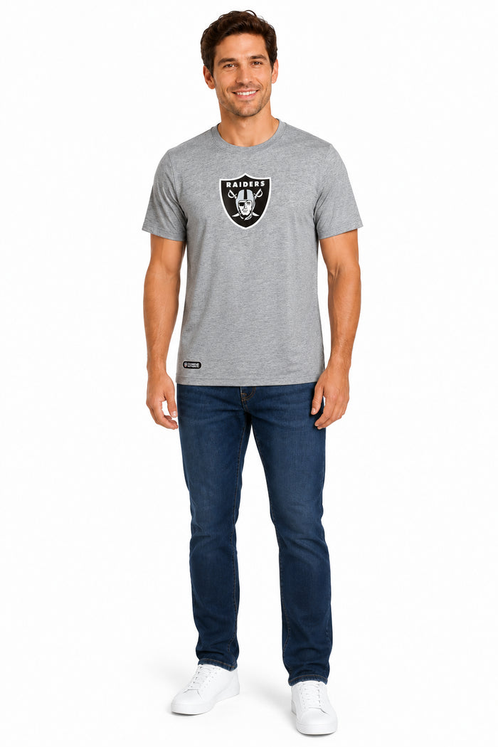 Outerstuff NFL Unisex Men's and Women's Primary Logo Short Sleeve Lightweight T-Shirt, Grey, Las Vegas Raiders