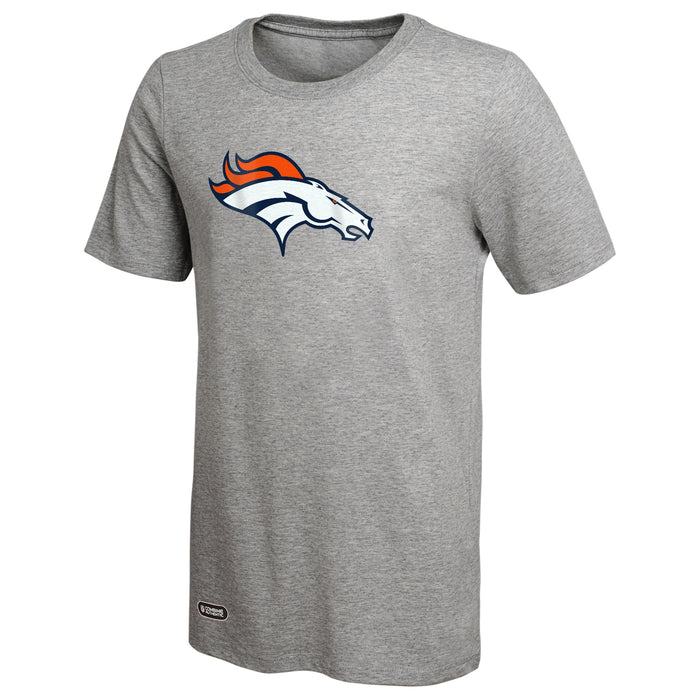 Outerstuff NFL Unisex Men's and Women's Primary Logo Short Sleeve Lightweight T-Shirt, Grey, Denver Broncos