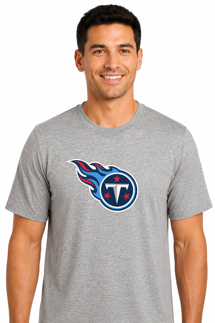 Outerstuff NFL Unisex Men's and Women's Primary Logo Short Sleeve Lightweight T-Shirt, Grey, Tennessee Titans