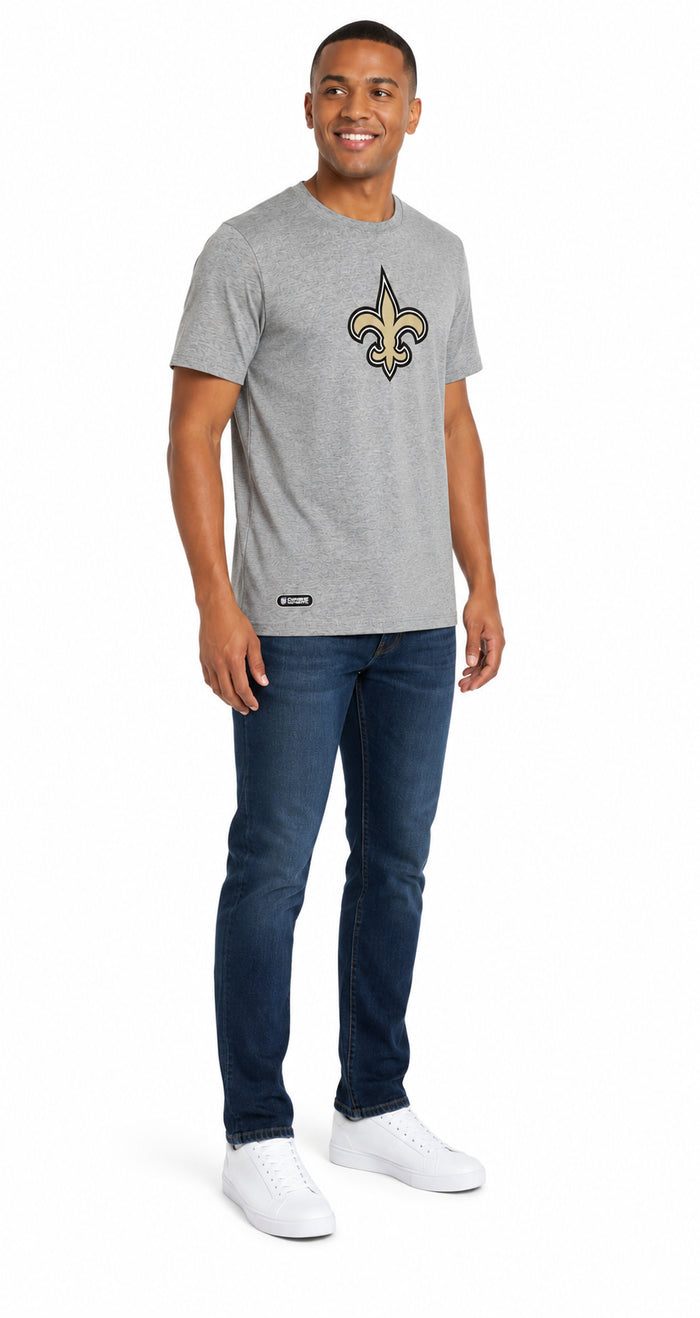 Outerstuff NFL Unisex Men's and Women's Primary Logo Short Sleeve Lightweight T-Shirt, Grey, New Orleans Saints