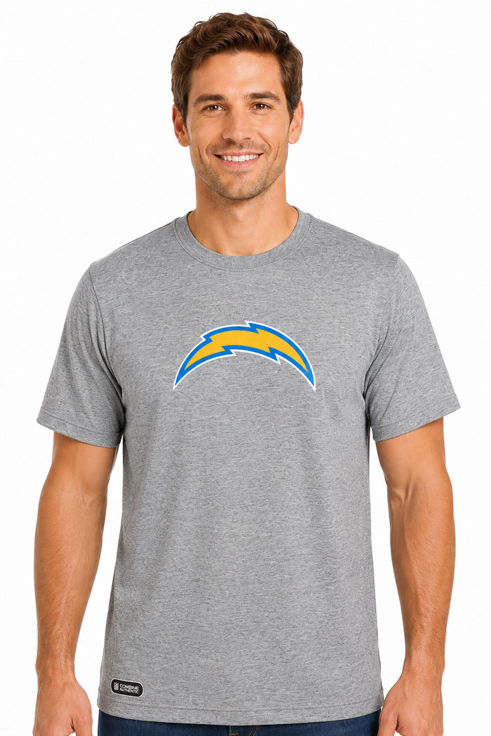 Outerstuff NFL Unisex Men's and Women's Primary Logo Short Sleeve Lightweight T-Shirt, Grey, Los Angeles Chargers