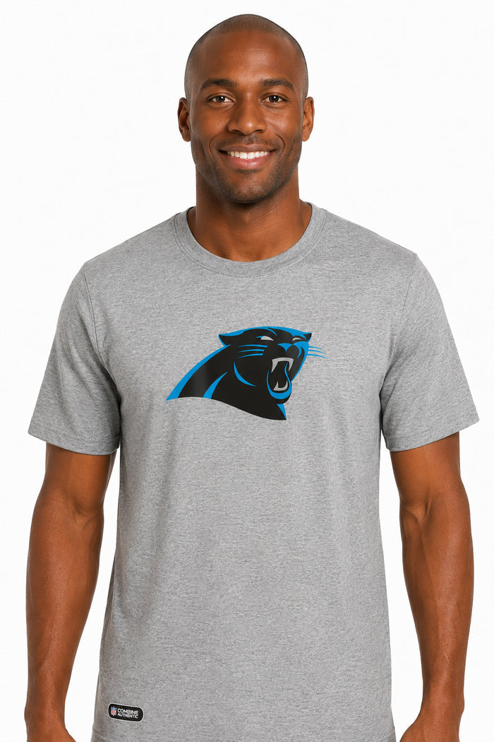 Outerstuff NFL Unisex Men's and Women's Primary Logo Short Sleeve Lightweight T-Shirt, Grey, Carolina Panthers