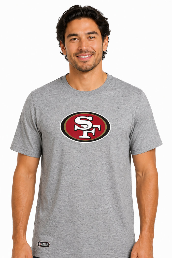 Outerstuff NFL Unisex Men's and Women's Primary Logo Short Sleeve Lightweight T-Shirt, Grey, San Francisco 49ers