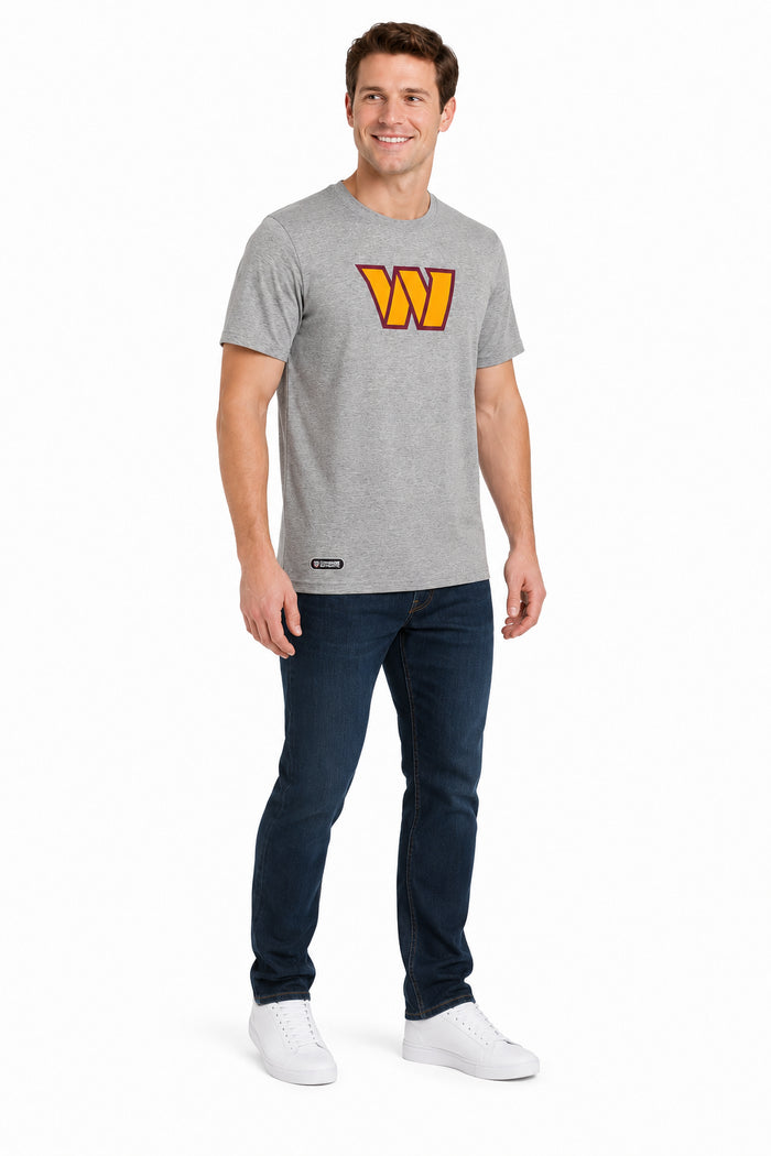 Outerstuff NFL Unisex Men's and Women's Primary Logo Short Sleeve Lightweight T-Shirt, Grey, Washington Commanders
