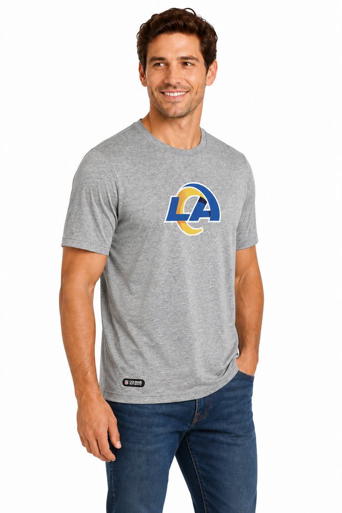 Outerstuff NFL Unisex Men's and Women's Primary Logo Short Sleeve Lightweight T-Shirt, Grey, Los Angeles Rams