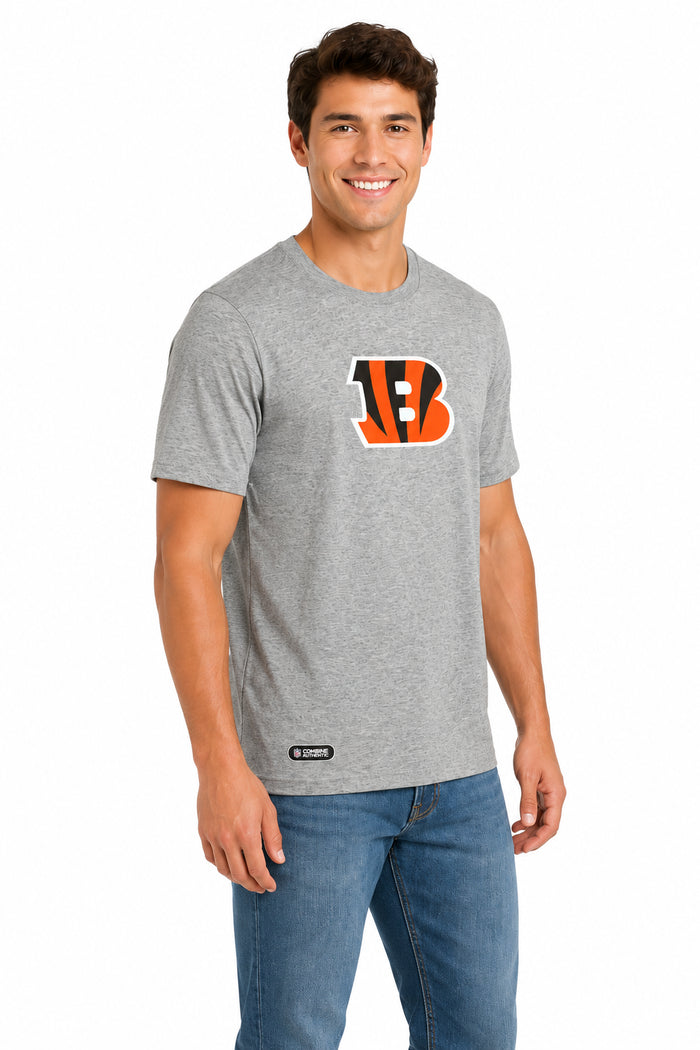 Outerstuff NFL Unisex Men's and Women's Primary Logo Short Sleeve Lightweight T-Shirt, Grey, Cincinnati Bengals