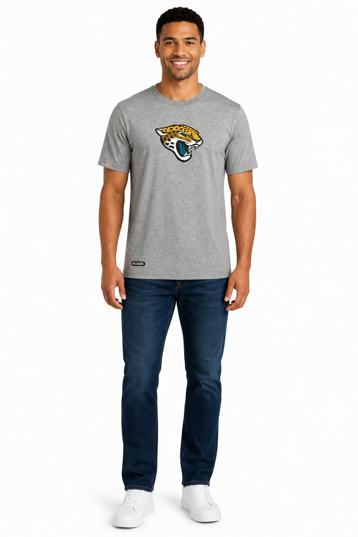 Outerstuff NFL Unisex Men's and Women's Primary Logo Short Sleeve Lightweight T-Shirt, Grey, Jacksonville Jaguars