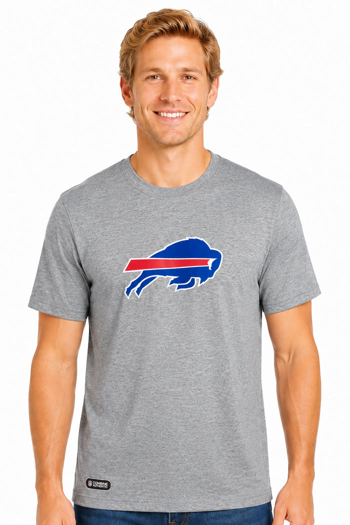 Outerstuff NFL Unisex Men's and Women's Primary Logo Short Sleeve Lightweight T-Shirt, Grey, Buffalo Bills