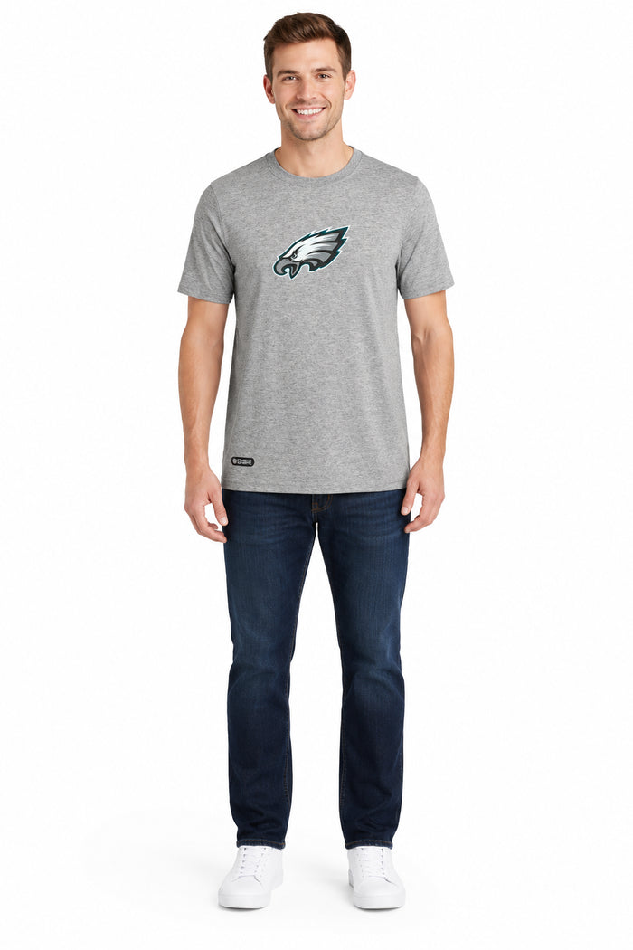 Outerstuff NFL Unisex Men's and Women's Primary Logo Short Sleeve Lightweight T-Shirt, Grey, Philadelphia Eagles