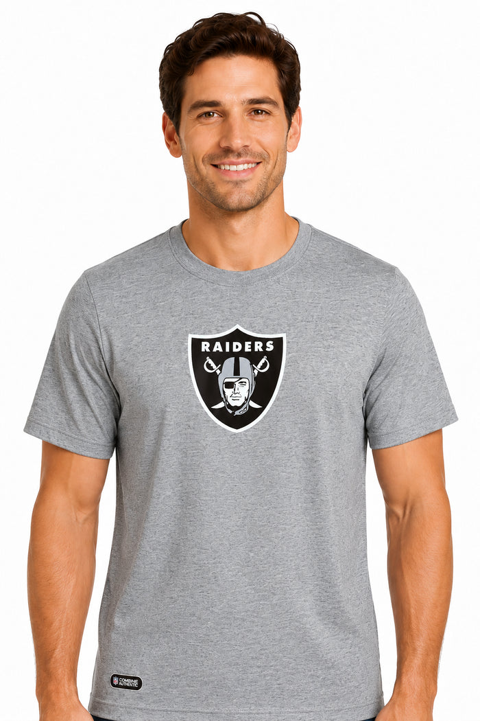 Outerstuff NFL Unisex Men's and Women's Primary Logo Short Sleeve Lightweight T-Shirt, Grey, Las Vegas Raiders