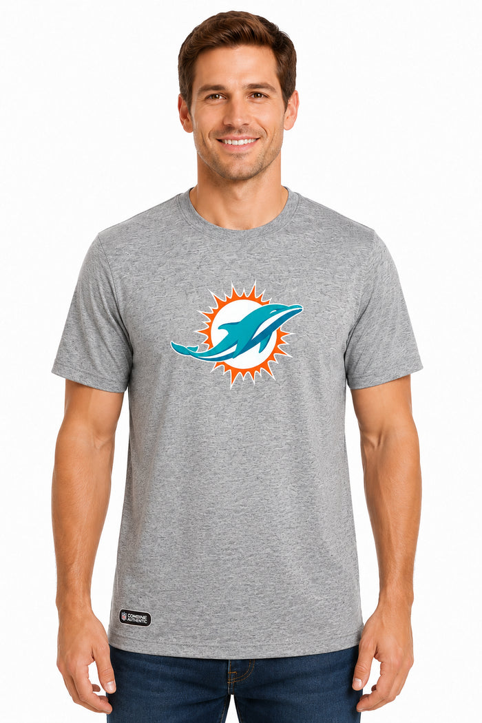 Outerstuff NFL Unisex Men's and Women's Primary Logo Short Sleeve Lightweight T-Shirt, Grey, Miami Dolphins