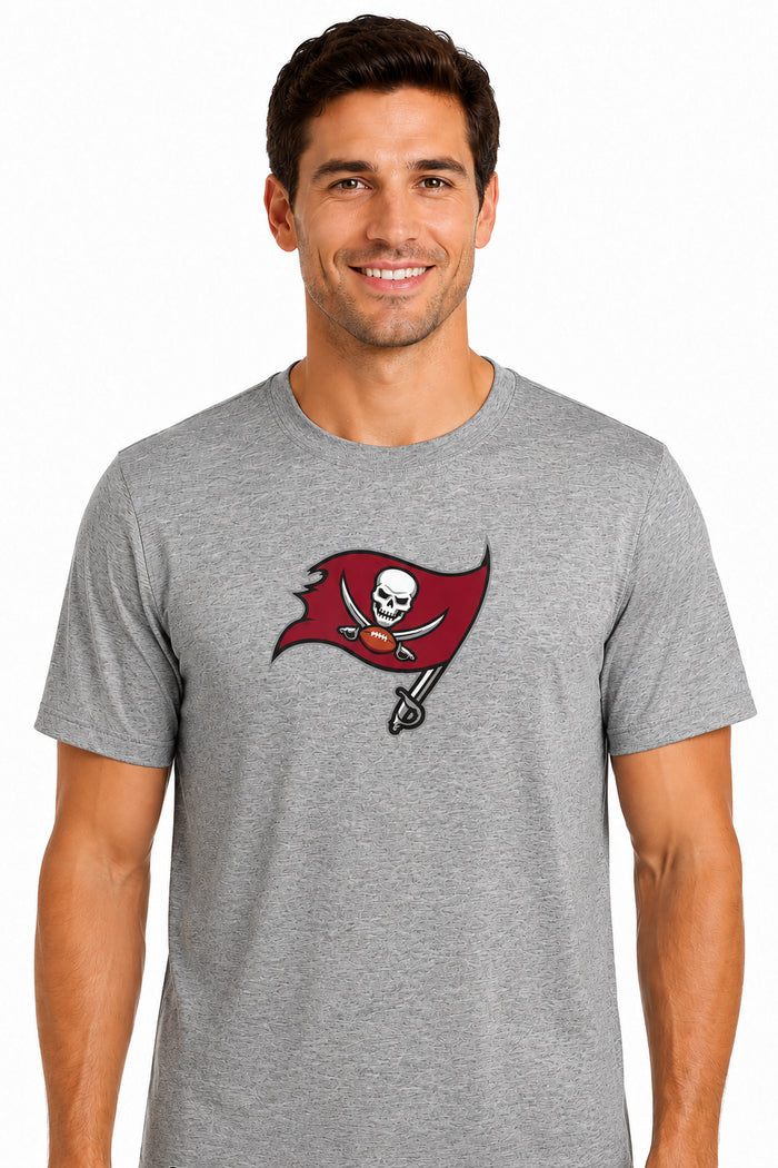 Outerstuff NFL Unisex Men's and Women's Primary Logo Short Sleeve Lightweight T-Shirt, Grey, Tampa Bay Buccaneers