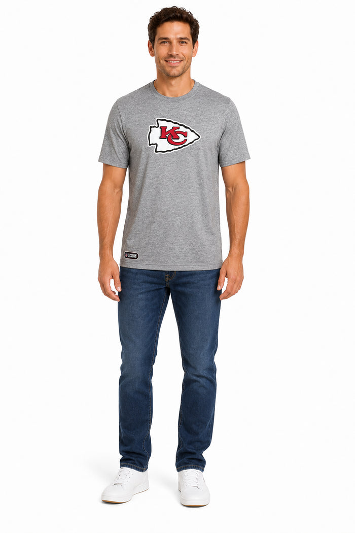 Outerstuff NFL Unisex Men's and Women's Primary Logo Short Sleeve Lightweight T-Shirt, Grey, Kansas City Chiefs
