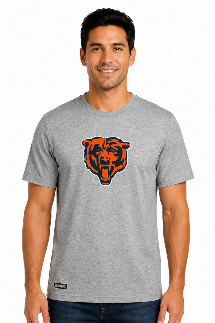 Outerstuff NFL Unisex Men's and Women's Primary Logo Short Sleeve Lightweight T-Shirt, Grey, Chicago Bears