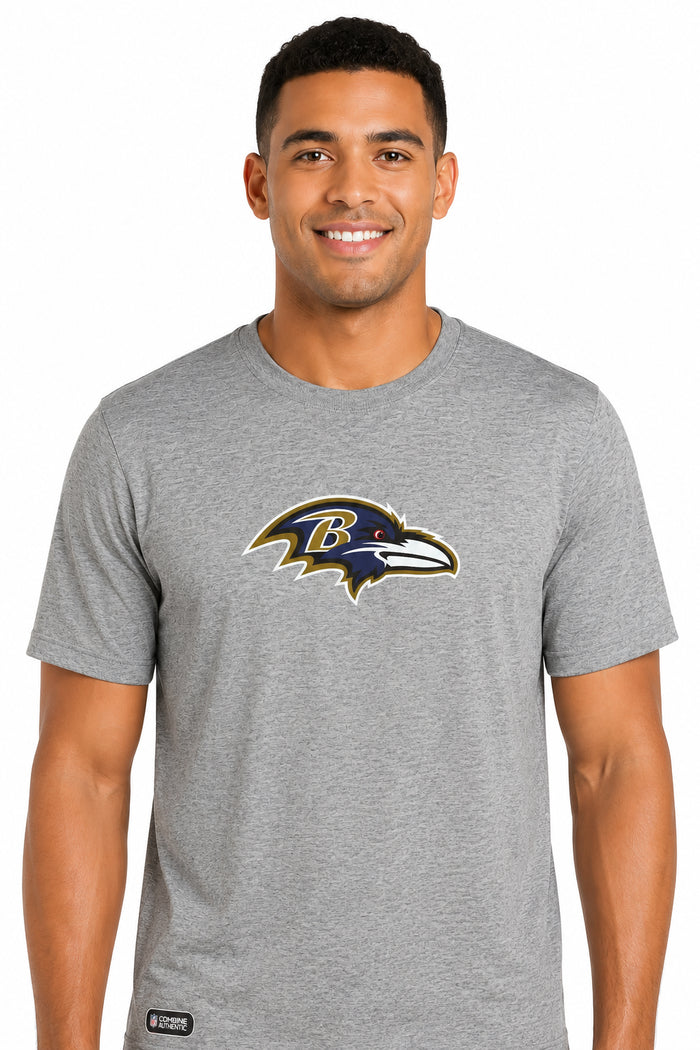 Outerstuff NFL Unisex Men's and Women's Primary Logo Short Sleeve Lightweight T-Shirt, Grey, Baltimore Ravens