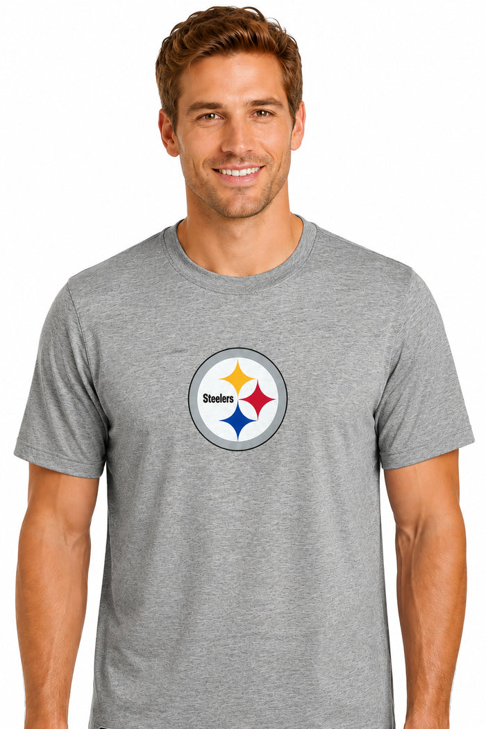 Outerstuff NFL Unisex Men's and Women's Primary Logo Short Sleeve Lightweight T-Shirt, Grey, Pittsburgh Steelers