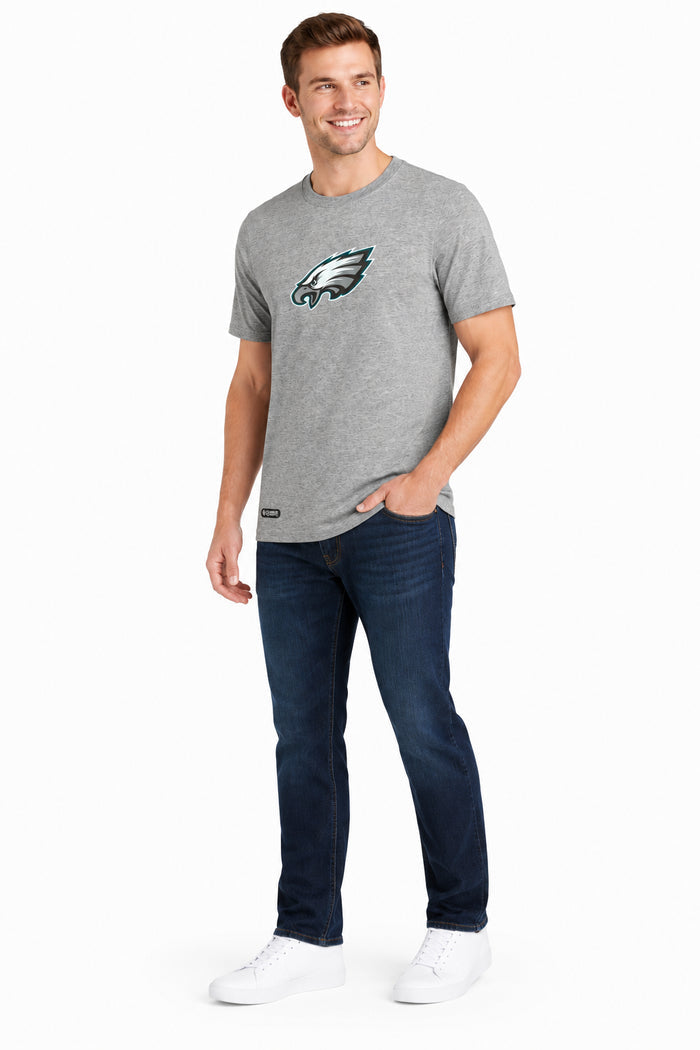 Outerstuff NFL Unisex Men's and Women's Primary Logo Short Sleeve Lightweight T-Shirt, Grey, Philadelphia Eagles