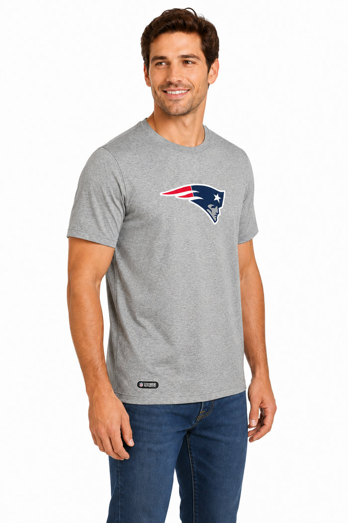 Outerstuff NFL Unisex Men's and Women's Primary Logo Short Sleeve Lightweight T-Shirt, Grey, New England Patriots