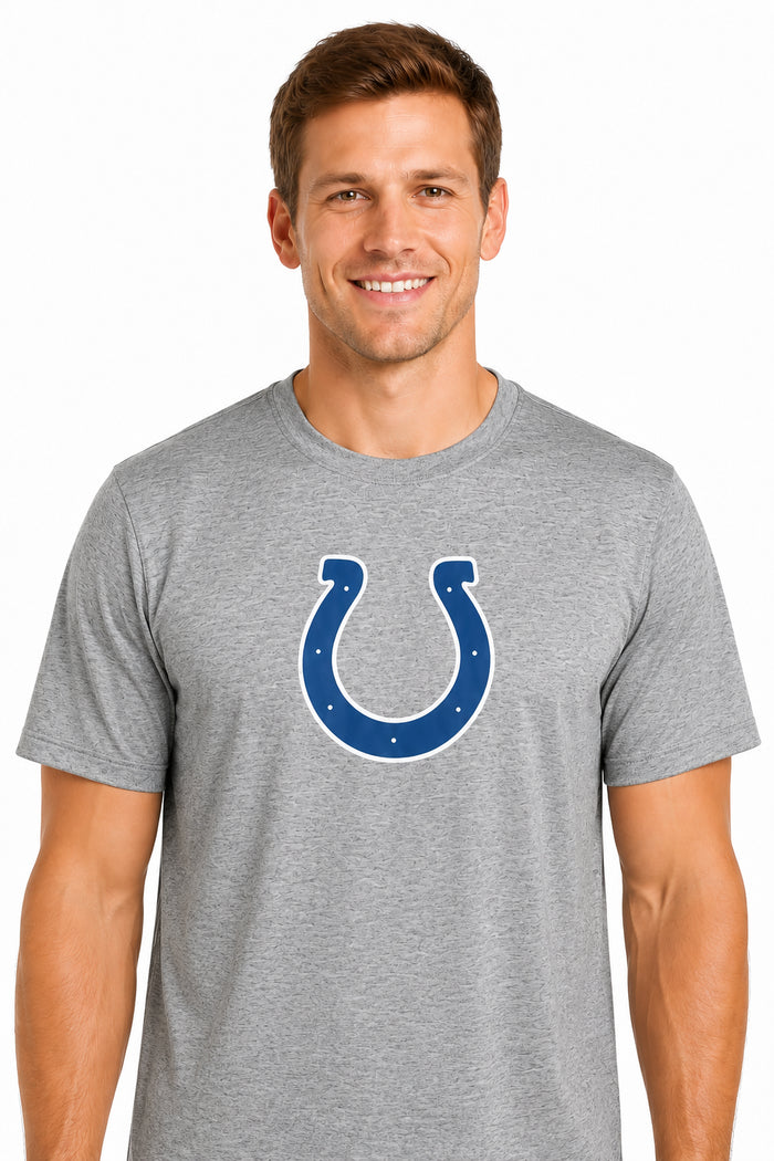 Outerstuff NFL Unisex Men's and Women's Primary Logo Short Sleeve Lightweight T-Shirt, Grey, Indianapolis Colts