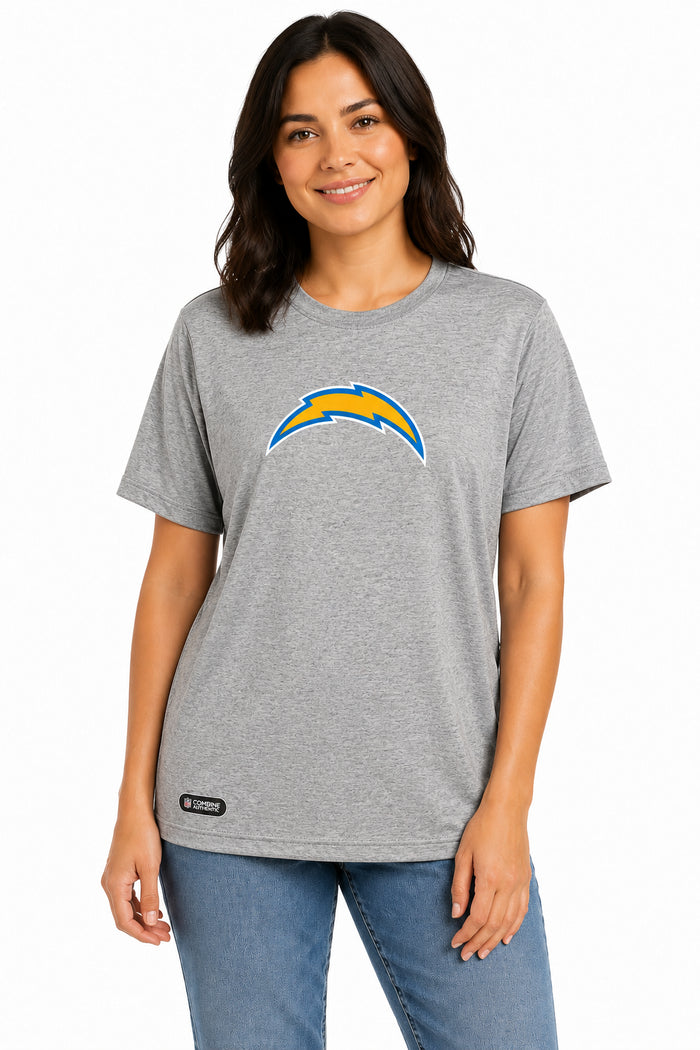 Outerstuff NFL Unisex Men's and Women's Primary Logo Short Sleeve Lightweight T-Shirt, Grey, Los Angeles Chargers