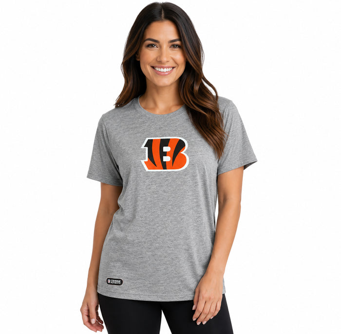 Outerstuff NFL Unisex Men's and Women's Primary Logo Short Sleeve Lightweight T-Shirt, Grey, Cincinnati Bengals