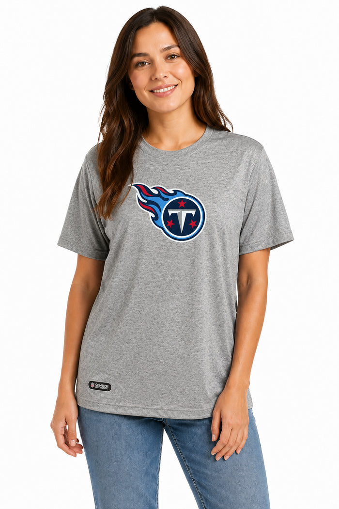 Outerstuff NFL Unisex Men's and Women's Primary Logo Short Sleeve Lightweight T-Shirt, Grey, Tennessee Titans