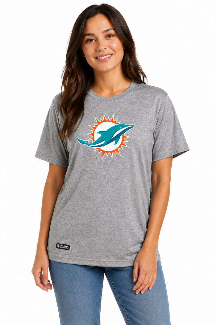 Outerstuff NFL Unisex Men's and Women's Primary Logo Short Sleeve Lightweight T-Shirt, Grey, Miami Dolphins