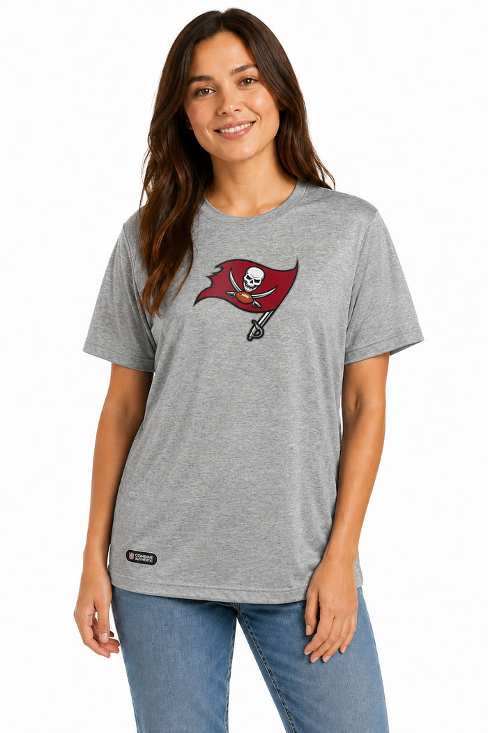 Outerstuff NFL Unisex Men's and Women's Primary Logo Short Sleeve Lightweight T-Shirt, Grey, Tampa Bay Buccaneers